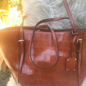Alligator Satchel Tote New Pu Leather Tan